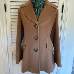 Fodera Bemberg 100% Wool Coat, Size Small, Tan